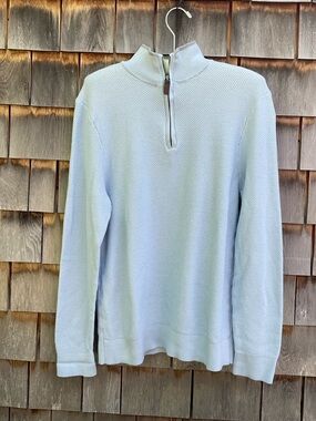 Magaschoni Light Blue Half-Zip Textured Sweater